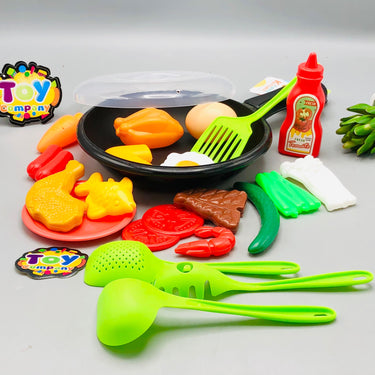 21Pcs Pretend Play Food With Frying Pan